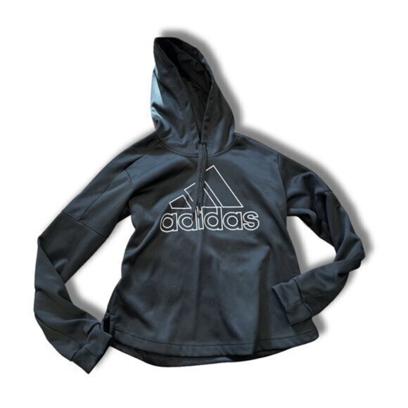adidas Jackets & Blazers - ADIDAS Women's Black Hoodie Sweatshirt Front Pocket Small Athletic Sports